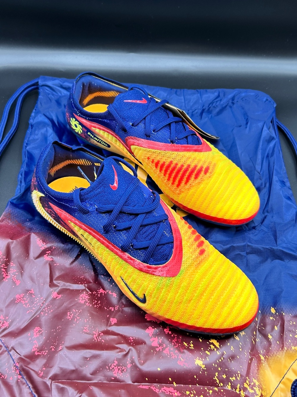 Nike Men’s Phantom 6 Elite AG/FG Soccer Shoes - Yellow, Blue & Pink